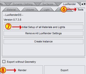 LuxRender Tool Tab Settings