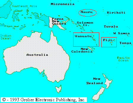 Map Of Oceania And Australia. Map showing locations of New